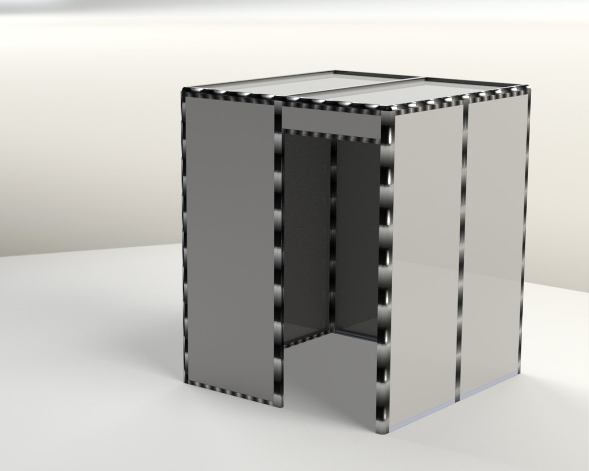 외부 패널을 모두 닫은 포토부스 완성 형태 3D 렌더링